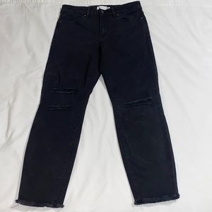 Oasis Black Distressed High-Waisted Denim Jeans